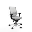 Haches sincro malla blanca similpiel gris claro brazos 1D base aluminio ruedas 65mm nailon