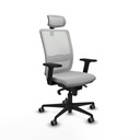 Haches sincro malla blanca similpiel gris claro brazos 2D base nailon cabecero malla 2D ruedas 65mm engomadas