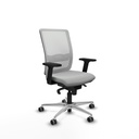 Haches sincro malla blanca similpiel gris claro brazos 2D base aluminio ruedas 65mm engomadas