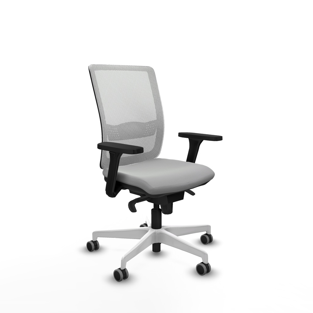 Haches sincro malla blanca similpiel gris claro brazos 3D base blanca ruedas 65mm engomadas
