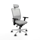 Haches sincro malla blanca similpiel gris claro brazos 3D base blanca cabecero malla 2D ruedas 65mm engomadas