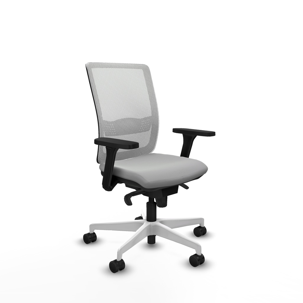 Haches sincro malla blanca similpiel gris claro brazos 3D base blanca ruedas 65mm nailon