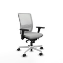 Haches sincro malla blanca similpiel gris claro brazos 3D base blanca ruedas 65mm nailon