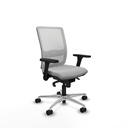 Haches sincro malla blanca similpiel gris claro brazos 3D base aluminio ruedas 65mm nailon