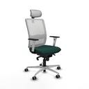 Haches sincro malla blanca similpiel verde botella brazos blancos base aluminio cabecero malla 2D ruedas 65mm engomadas