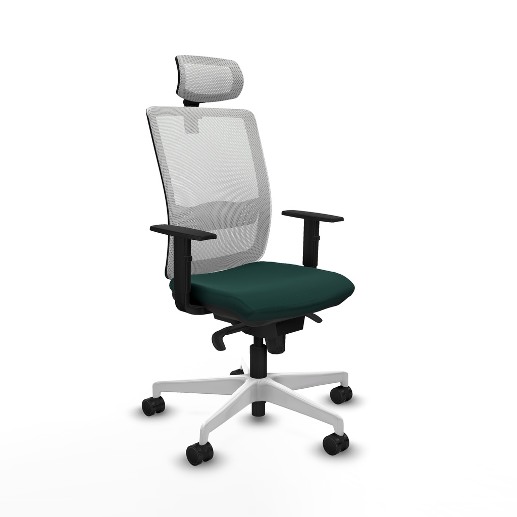 Haches sincro malla blanca similpiel verde botella brazos 1D base blanca cabecero malla 2D ruedas 65mm nailon