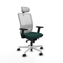 Haches sincro malla blanca similpiel verde botella brazos 2D base blanca cabecero malla 2D ruedas 65mm nailon