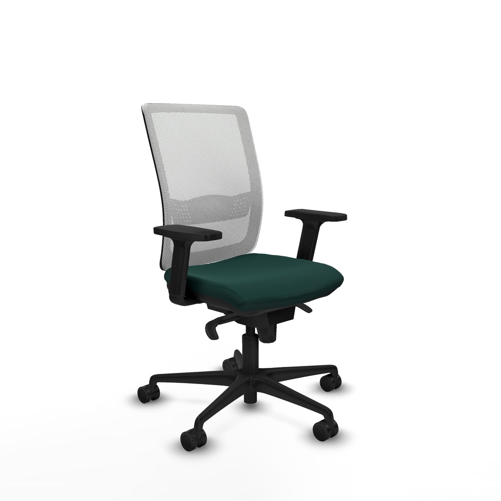 Haches sincro malla blanca similpiel verde botella brazos 2D base nailon ruedas 65mm nailon