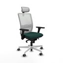 Haches sincro malla blanca similpiel verde botella brazos 3D base blanca cabecero malla 2D ruedas 65mm engomadas