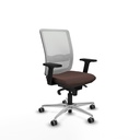 Haches sincro malla blanca similpiel marrón oscuro brazos 2D base aluminio ruedas 65mm engomadas