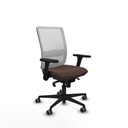 Haches sincro malla blanca similpiel marrón oscuro brazos 3D base nailon ruedas 65mm engomadas