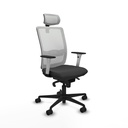 Haches sincro malla blanca similpiel gris oscuro brazos blancos base nailon cabecero malla 2D ruedas 65mm nailon
