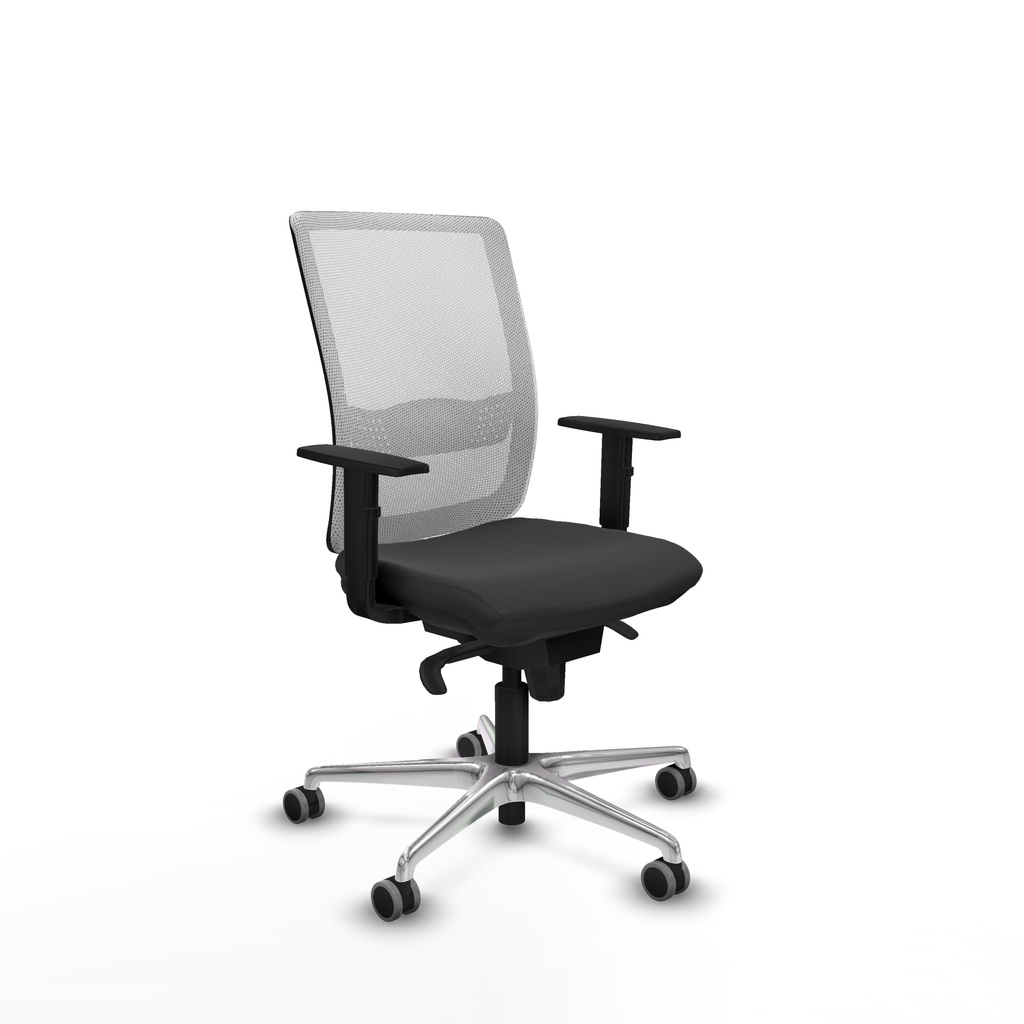 Haches sincro malla blanca similpiel gris oscuro brazos 1D base aluminio ruedas 65mm engomadas