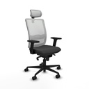 Haches sincro malla blanca similpiel gris oscuro brazos 2D base nailon cabecero malla 2D ruedas 65mm nailon