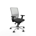 Haches sincro malla blanca similpiel gris oscuro brazos 2D base aluminio ruedas 65mm engomadas