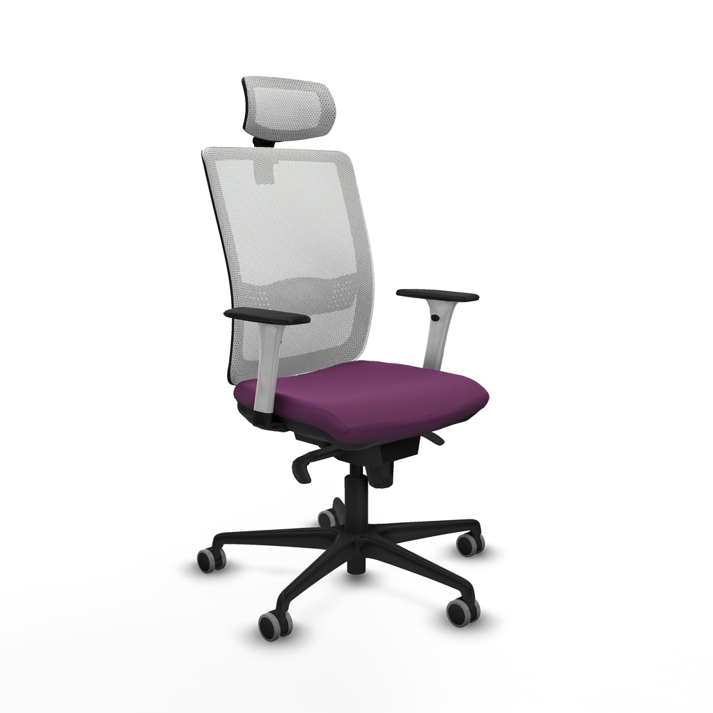 Haches sincro malla blanca similpiel morado brazos blancos base nailon cabecero malla 2D ruedas 65mm engomadas