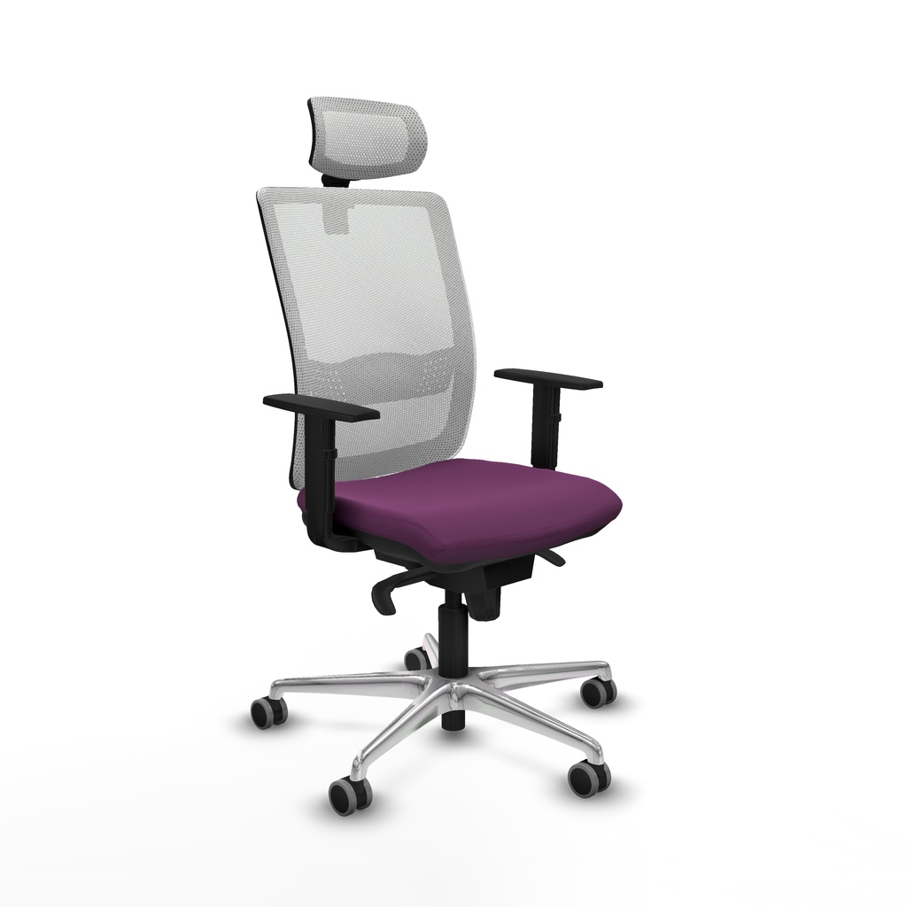 Haches sincro malla blanca similpiel morado brazos 1D base aluminio cabecero malla 2D ruedas 65mm engomadas