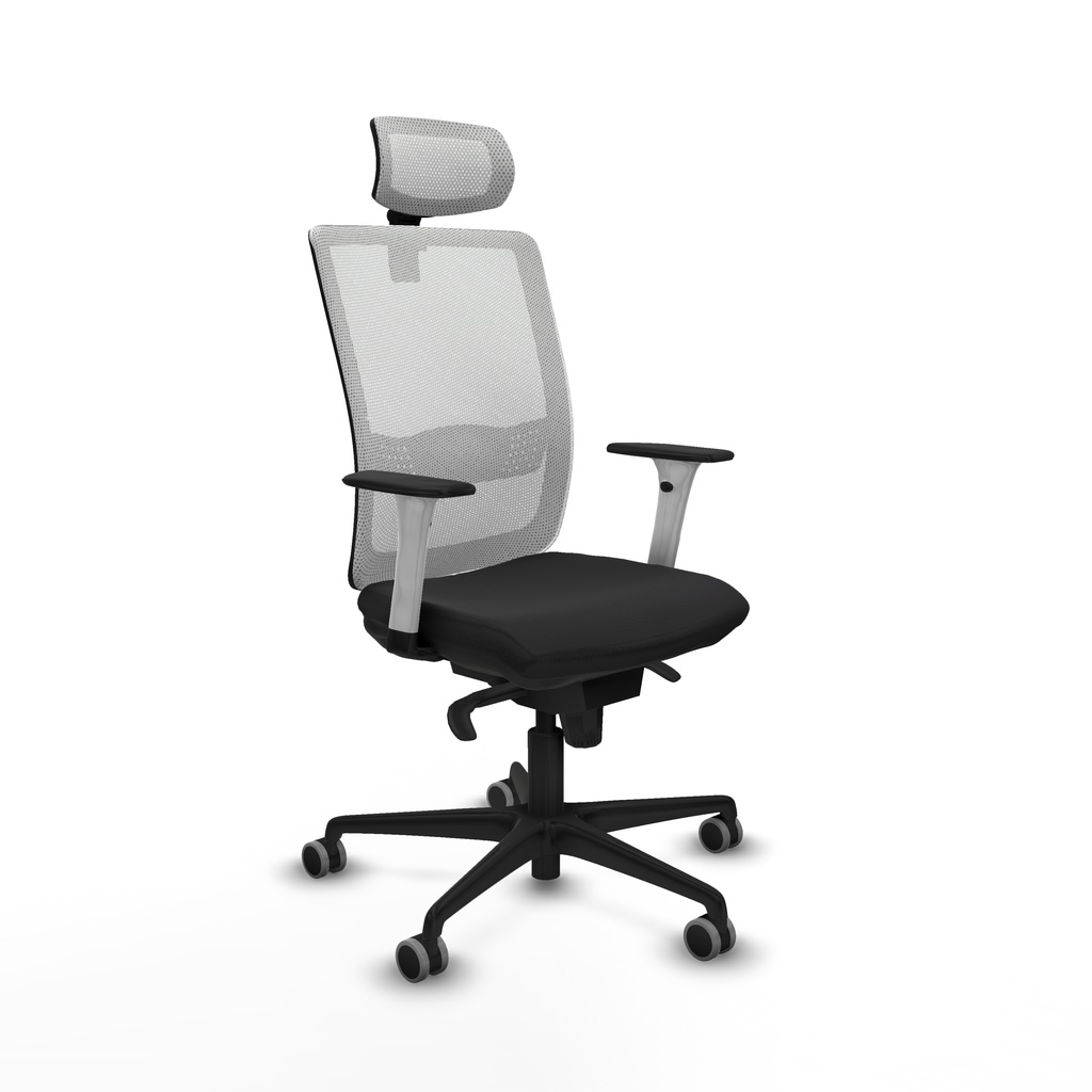 Haches sincro malla blanca similpiel negro brazos blancos base nailon cabecero malla 2D ruedas 65mm engomadas
