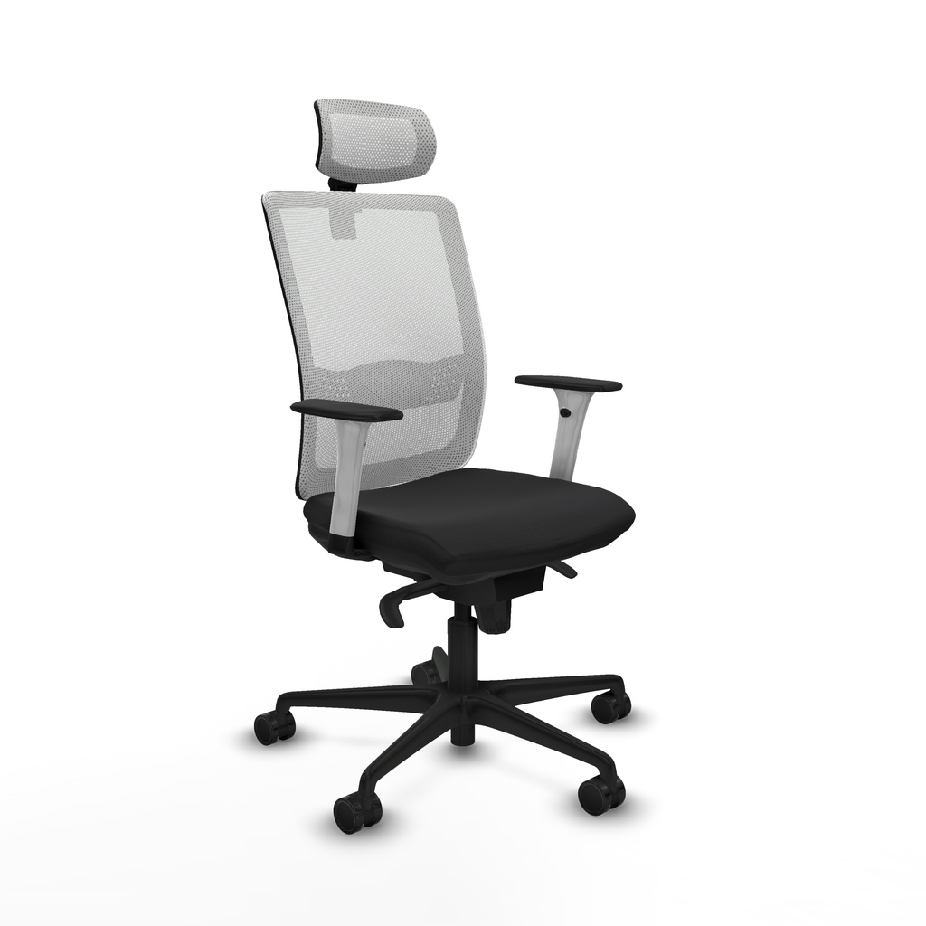 Haches sincro malla blanca similpiel negro brazos blancos base nailon cabecero malla 2D ruedas 65mm nailon