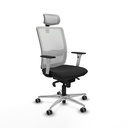 Haches sincro malla blanca similpiel negro brazos blancos base aluminio cabecero malla 2D ruedas 65mm engomadas