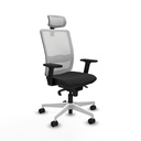 Haches sincro malla blanca similpiel negro brazos 2D base blanca cabecero malla 2D ruedas 65mm nailon