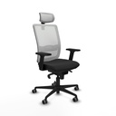 Haches sincro malla blanca similpiel negro brazos 2D base nailon cabecero malla 2D ruedas 65mm engomadas
