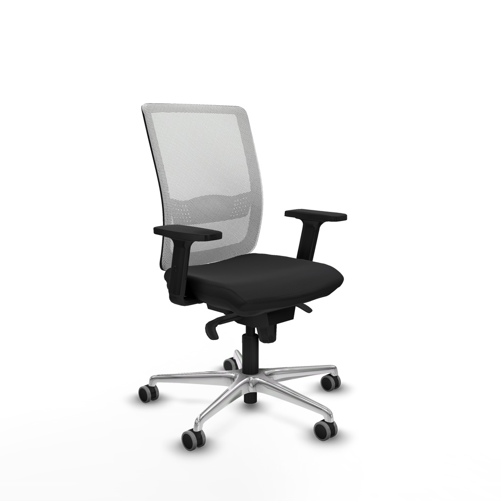 Haches sincro malla blanca similpiel negro brazos 2D base aluminio ruedas 65mm engomadas