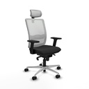 Haches sincro malla blanca similpiel negro brazos 2D base aluminio cabecero malla 2D ruedas 65mm nailon