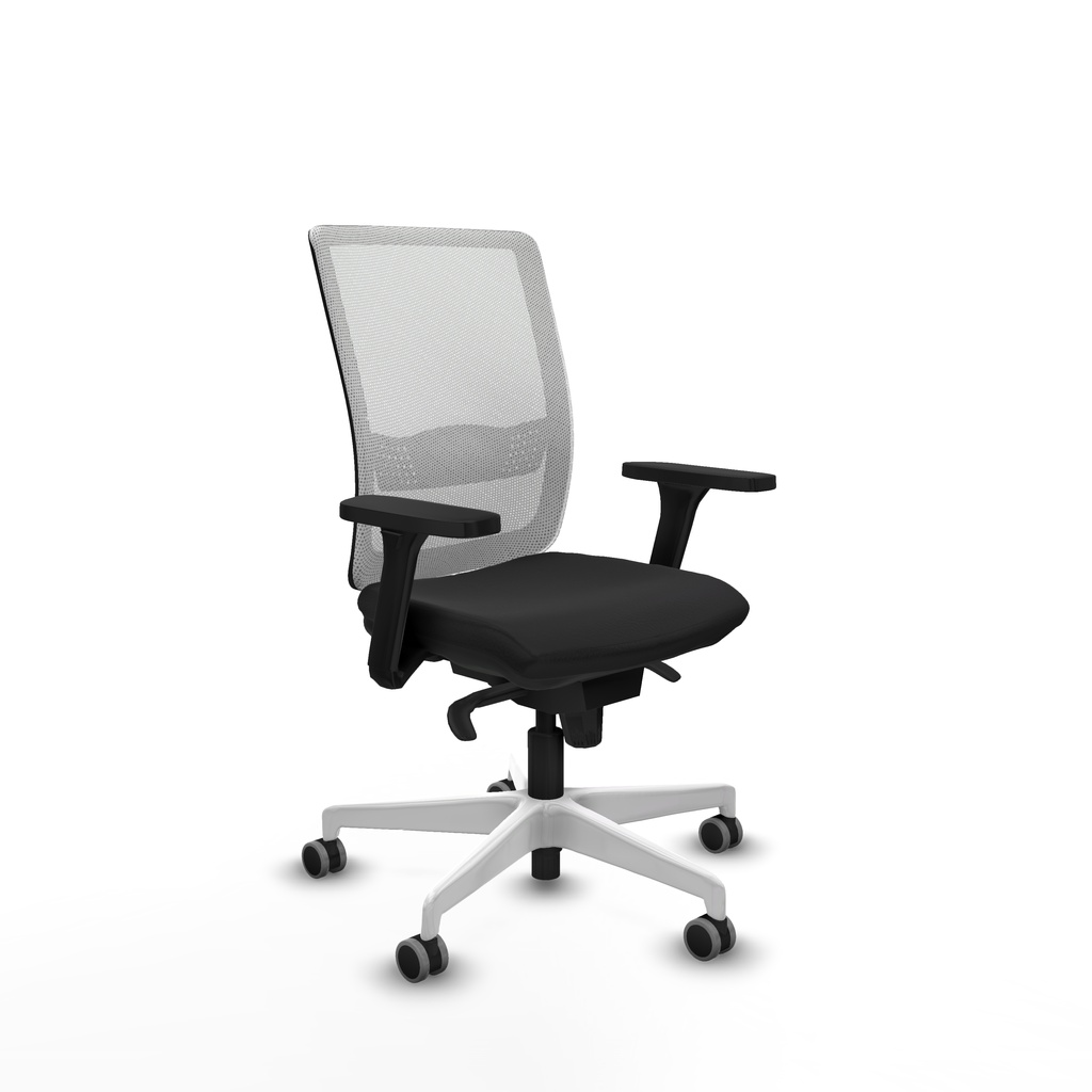 [395S4M2S840B3D026G0] Haches sincro malla blanca similpiel negro brazos 3D base blanca ruedas 65mm engomadas