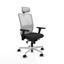 Haches sincro malla blanca similpiel negro brazos 3D base blanca cabecero malla 2D ruedas 65mm nailon
