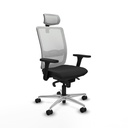 Haches sincro malla blanca similpiel negro brazos 3D base aluminio cabecero malla 2D ruedas 65mm nailon
