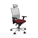 Haches sincro malla blanca similpiel granate brazos 3D base aluminio cabecero malla 2D ruedas 65mm nailon