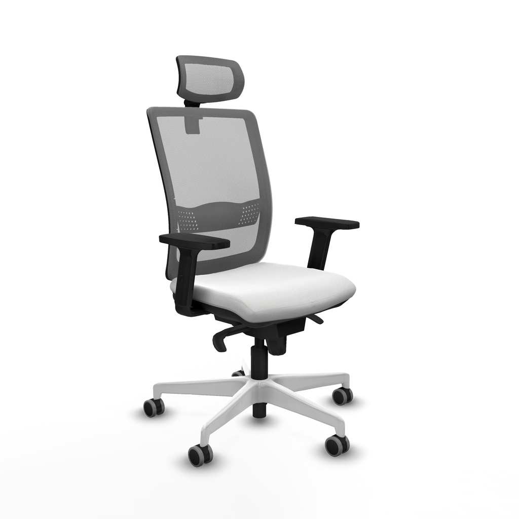 Haches sincro malla gris bali blanco brazos 2D base blanca cabecero malla 2D ruedas 65mm engomadas