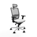 Haches sincro malla gris bali blanco brazos 2D base blanca cabecero malla 2D ruedas 65mm nailon