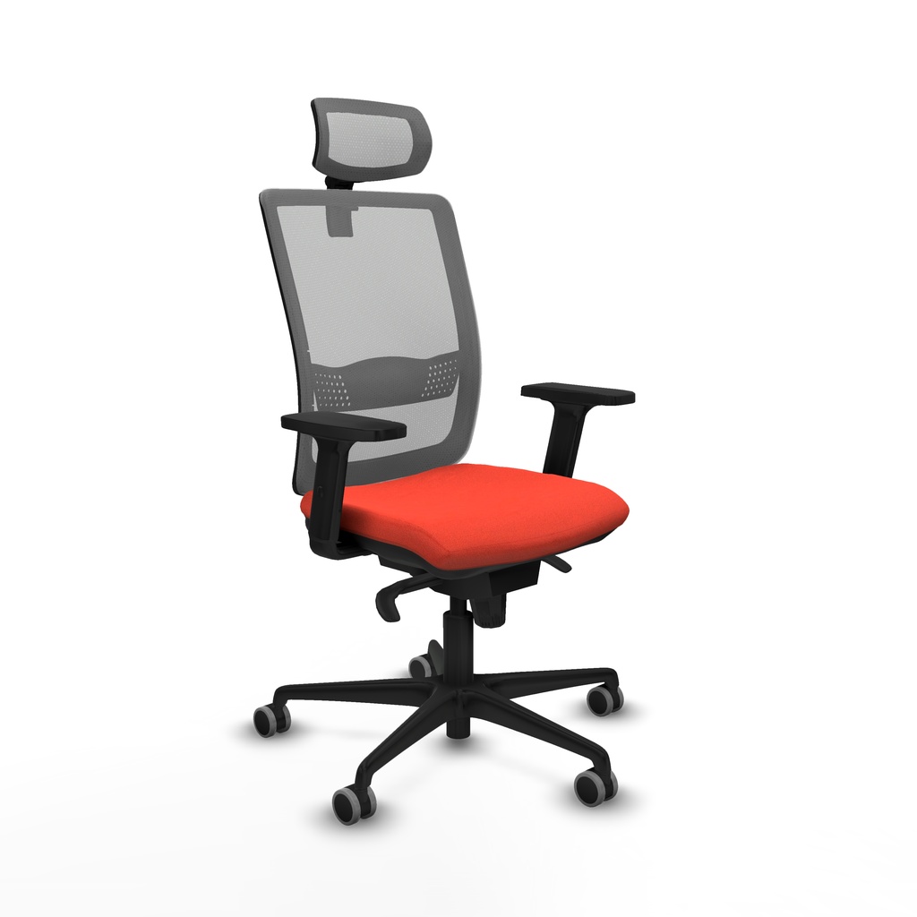 Haches sincro malla gris bali naranja oscuro brazos 2D base nailon cabecero malla 2D ruedas 65mm engomadas