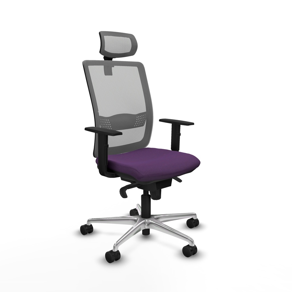 Haches sincro malla gris bali morado brazos 1D base aluminio cabecero malla 2D ruedas 65mm nailon
