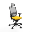 Haches sincro malla gris similpiel amarillo brazos 2D base nailon cabecero malla 2D ruedas 65mm nailon