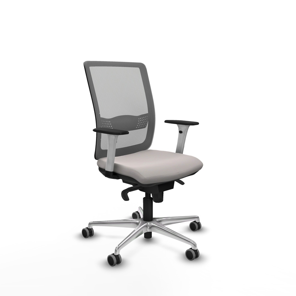 Haches sincro malla gris similpiel blanco brazos blancos base aluminio ruedas 65mm engomadas