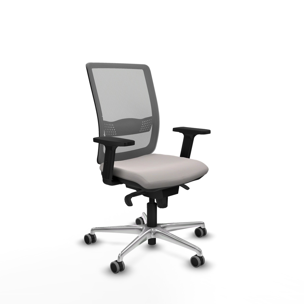 Haches sincro malla gris similpiel blanco brazos 2D base aluminio ruedas 65mm engomadas