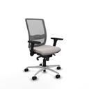 Haches sincro malla gris similpiel blanco brazos 3D base aluminio ruedas 65mm nailon