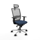 Haches sincro malla gris similpiel azul marino brazos 1D base aluminio cabecero malla 2D ruedas 65mm nailon