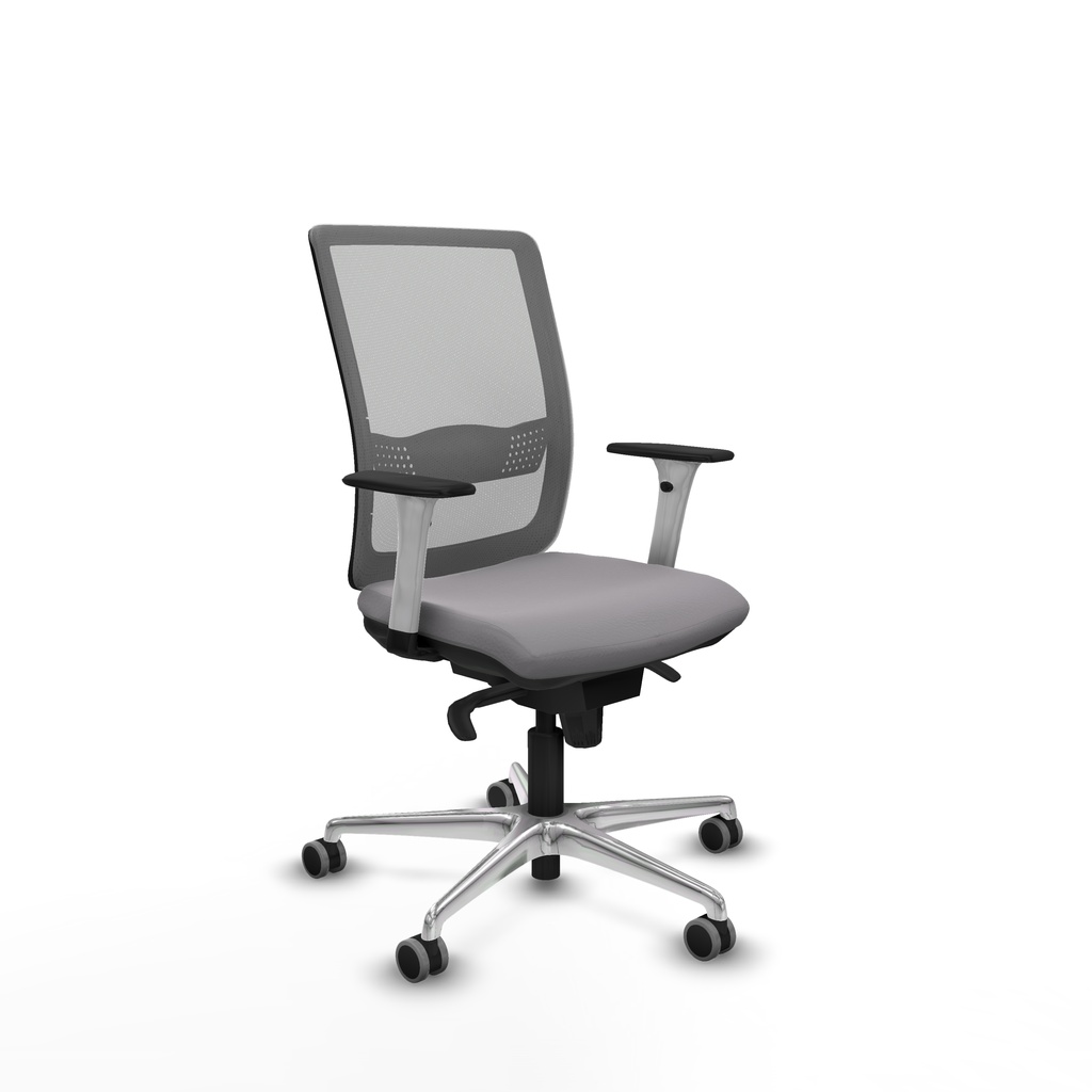 Haches sincro malla gris similpiel gris brazos blancos base aluminio ruedas 65mm engomadas