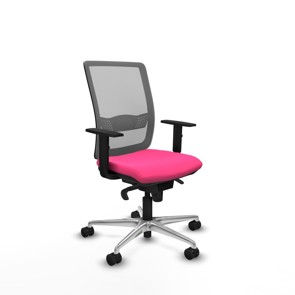 Haches sincro malla gris similpiel rosa brazos 1D base aluminio ruedas 65mm nailon