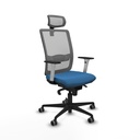 Haches sincro malla gris similpiel azul claro brazos blancos base nailon cabecero malla 2D ruedas 65mm engomadas