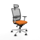 Haches sincro malla gris similpiel naranja brazos blancos base blanca cabecero malla 2D ruedas 65mm engomadas