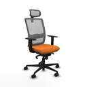 Haches sincro malla gris similpiel naranja brazos 1D base nailon cabecero malla 2D ruedas 65mm nailon