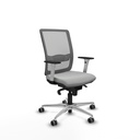Haches sincro malla gris similpiel gris claro brazos blancos base aluminio ruedas 65mm engomadas