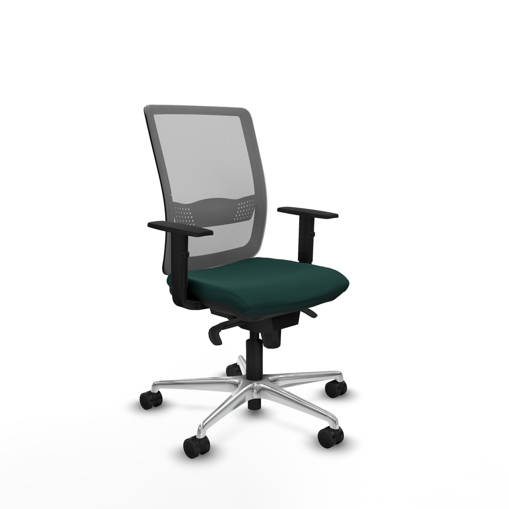 Haches sincro malla gris similpiel verde botella brazos 1D base aluminio ruedas 65mm nailon