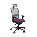 Haches sincro malla gris similpiel morado brazos 2D base nailon cabecero malla 2D ruedas 65mm engomadas