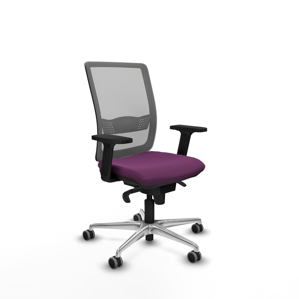 Haches sincro malla gris similpiel morado brazos 2D base aluminio ruedas 65mm engomadas